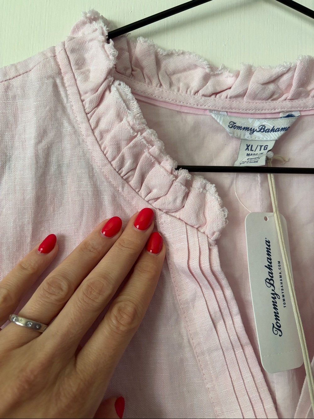 NWT Tommy Bahama Touch of Pink Ruffle Linen Dress; sleeveless, feminine, size XL - Picture 5 of 8